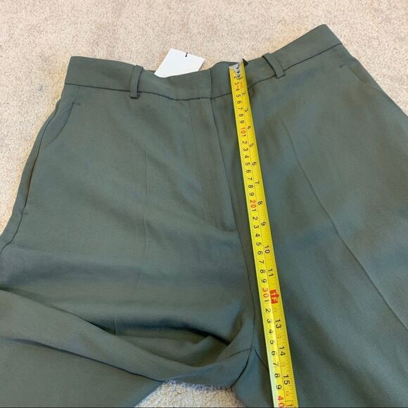 ZARA khaki green high waisted menswear pants Sz L NWT - Picture 7 of 10